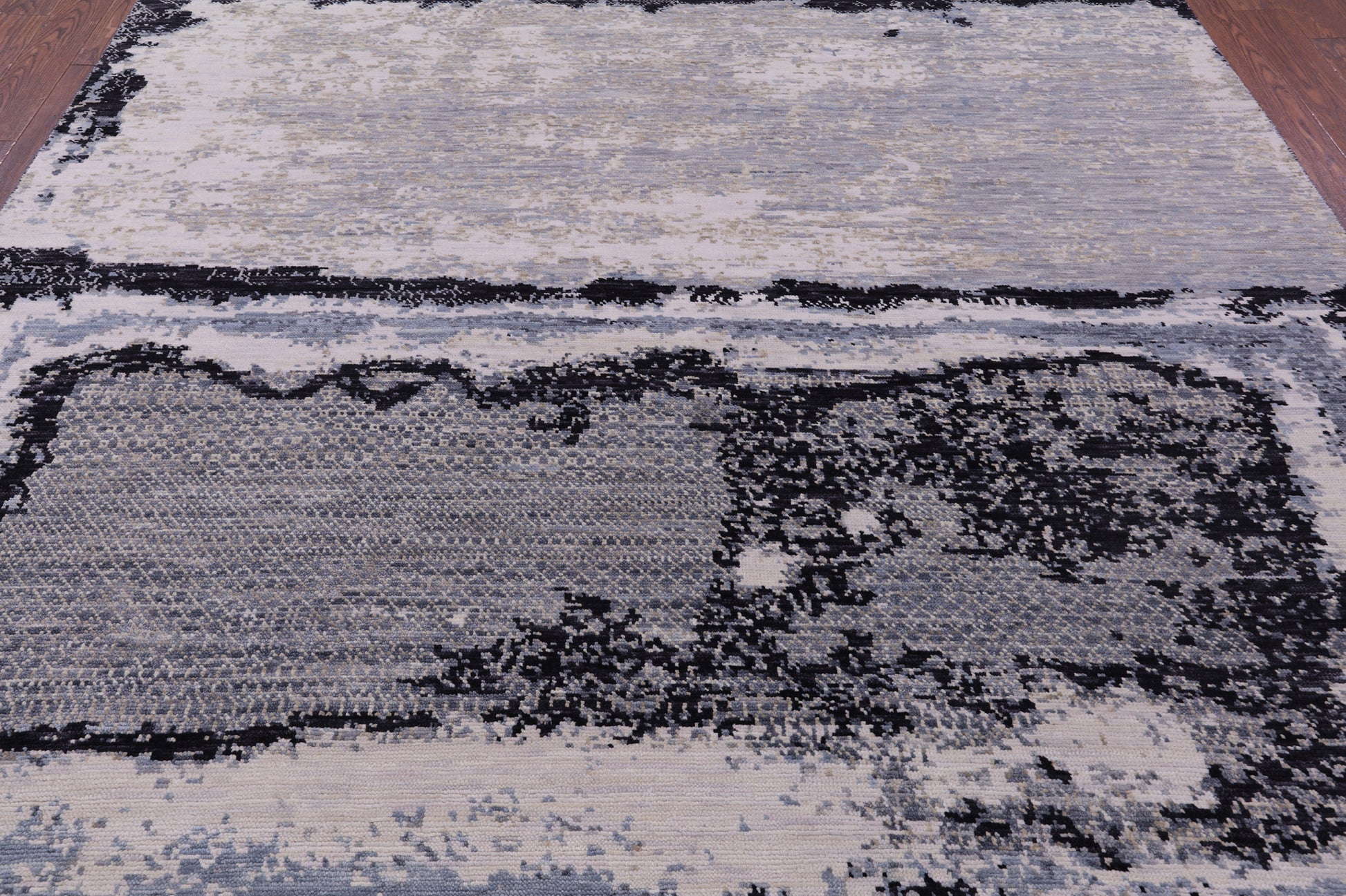 Abstract Contemporary Handmade Wool Rug - 9' 1" X 11' 11" - Golden Nile