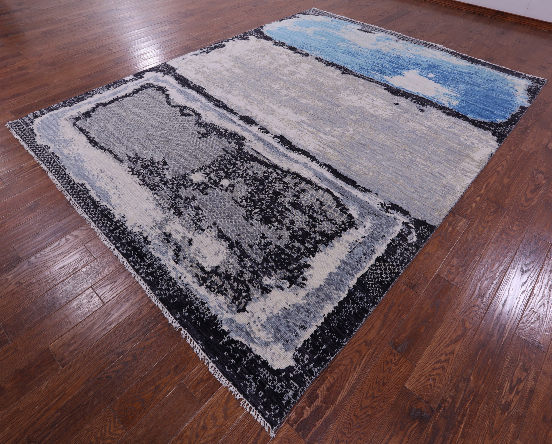 Abstract Contemporary Handmade Wool Rug - 9' 1" X 11' 11" - Golden Nile