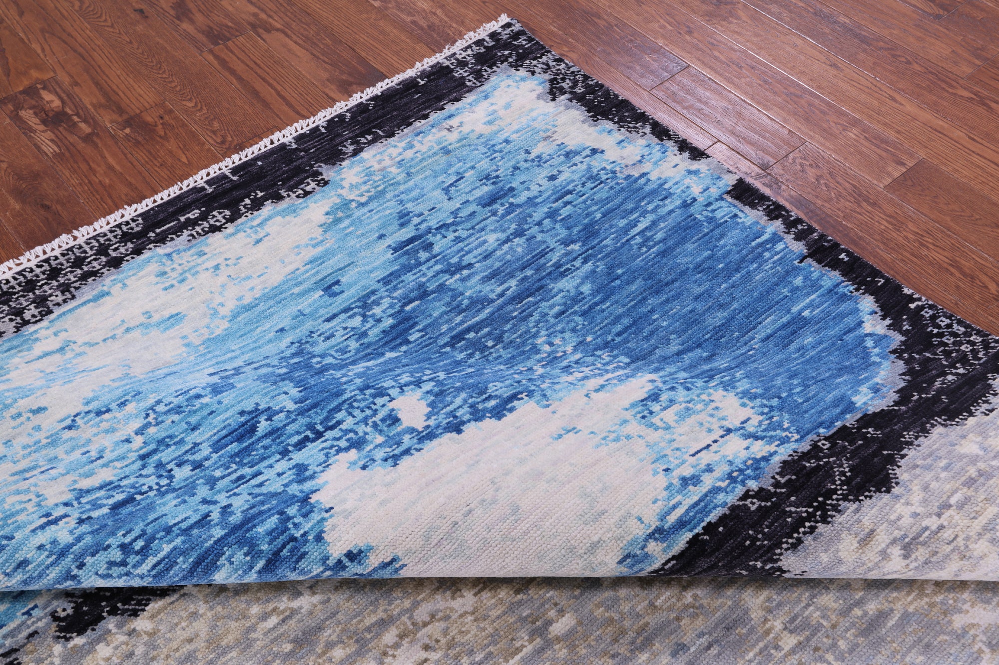 Abstract Contemporary Handmade Wool Rug - 9' 1" X 11' 11" - Golden Nile