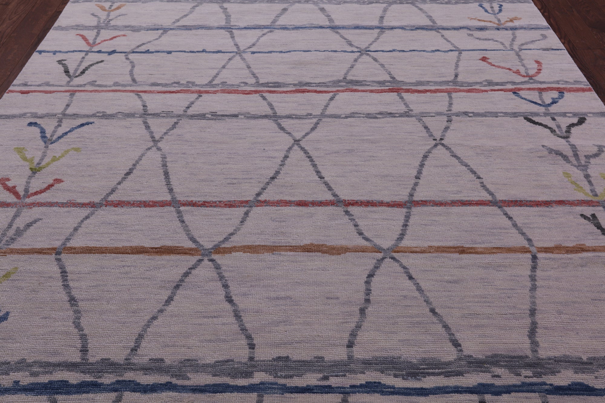 Ivory Tribal Moroccan Hand Knotted Wool Rug - 8' 1" X 10' 3" - Golden Nile