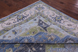 Blue Geometric Heriz Serapi Hand Knotted Wool Rug - 10' 2" X 14' 1" - Golden Nile