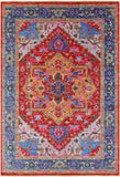 Red Geometric Persian Heriz Serapi Hand Knotted Wool Rug - 10' 0" X 14' 5" - Golden Nile