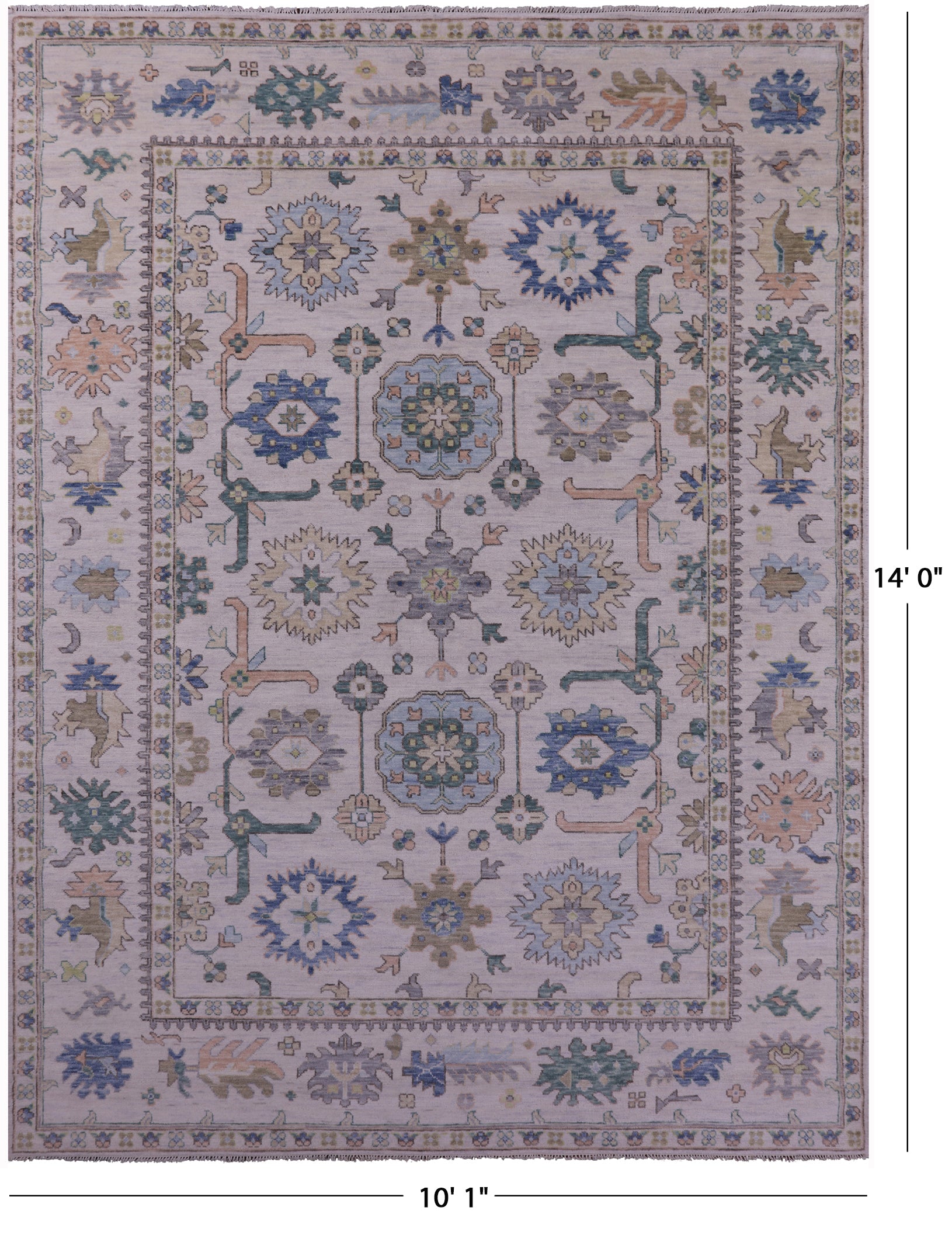 Ivory Persian Sultanabad Handmade Wool Rug - 10' 1" X 14' 0" - Golden Nile