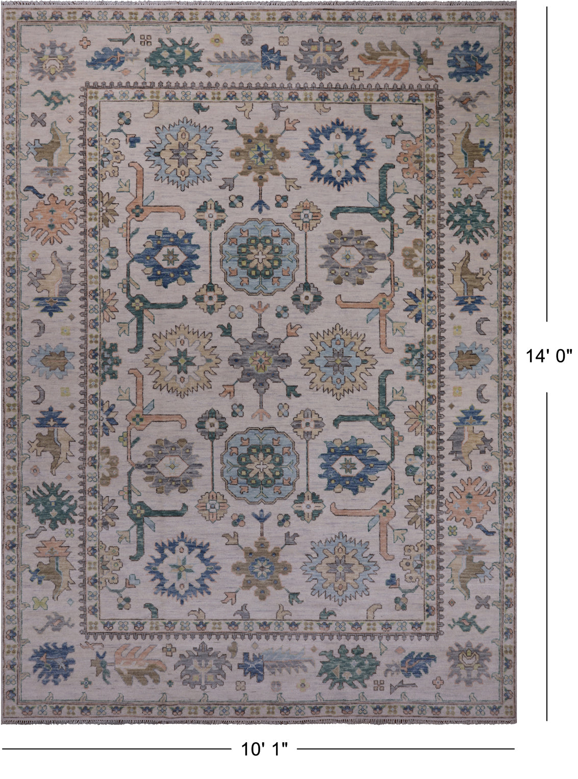 SUPER SALE Ivory Persian Sultanabad Handmade Wool Rug - 10' 1" X 14' 0"