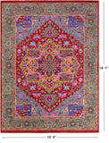 Red Persian Heriz Serapi Hand Knotted Wool Rug - 10' 3" X 14' 1" - Golden Nile