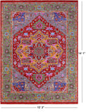 Red Persian Heriz Serapi Hand Knotted Wool Rug - 10' 3" X 14' 1"
