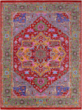 Red Persian Heriz Serapi Hand Knotted Wool Rug - 10' 3" X 14' 1" - Golden Nile