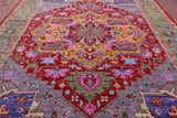 Red Persian Heriz Serapi Hand Knotted Wool Rug - 10' 3" X 14' 1" - Golden Nile