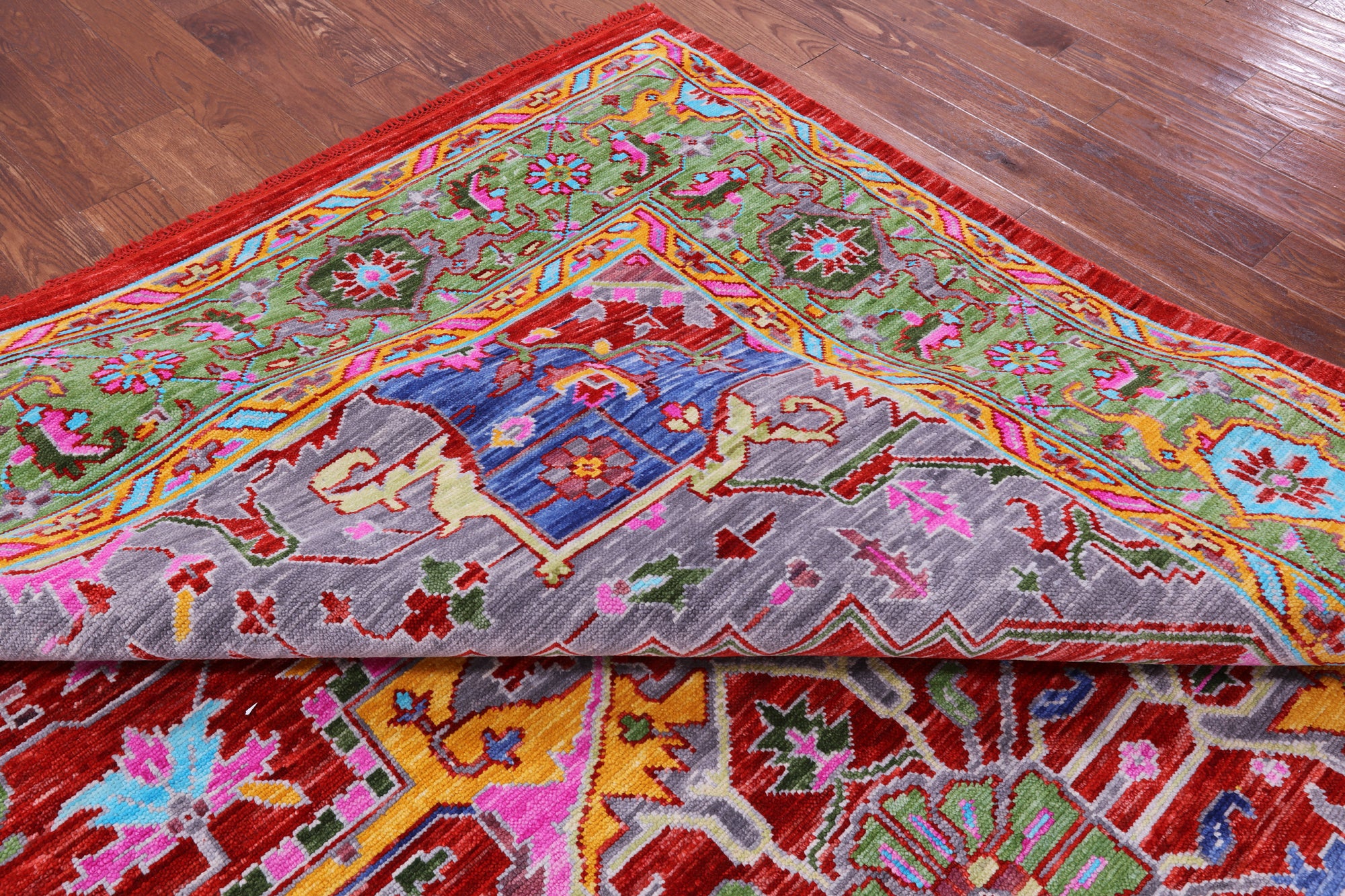Red Persian Heriz Serapi Hand Knotted Wool Rug - 10' 3" X 14' 1" - Golden Nile