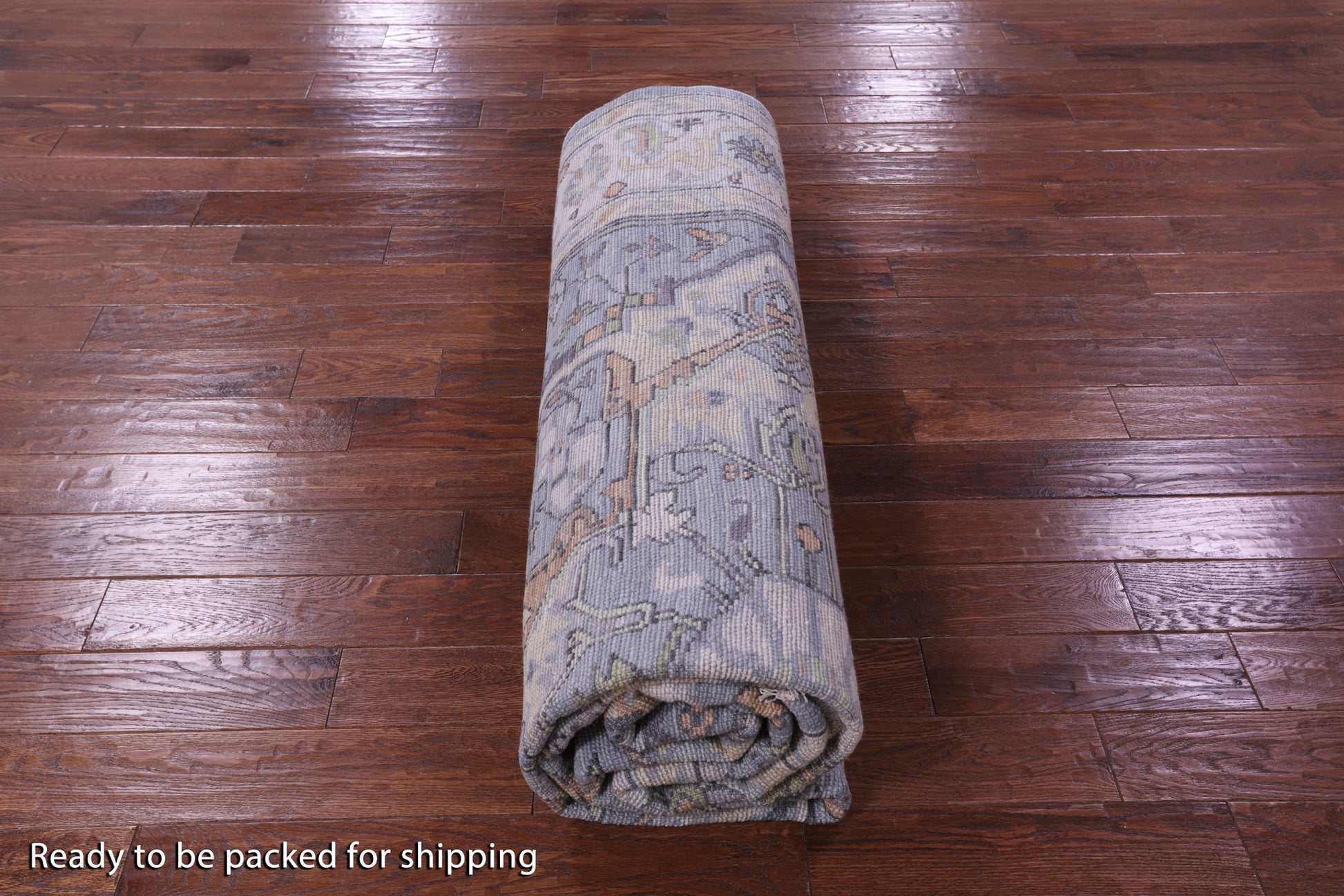 Grey Geometric Heriz Serapi Hand Knotted Wool Rug - 9' 2" X 12' 1" - Golden Nile