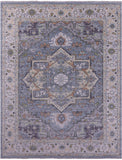 Grey Geometric Heriz Serapi Hand Knotted Wool Rug - 9' 2" X 12' 1" - Golden Nile