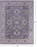 Grey Geometric Heriz Serapi Hand Knotted Wool Rug - 9' 2" X 12' 1" - Golden Nile