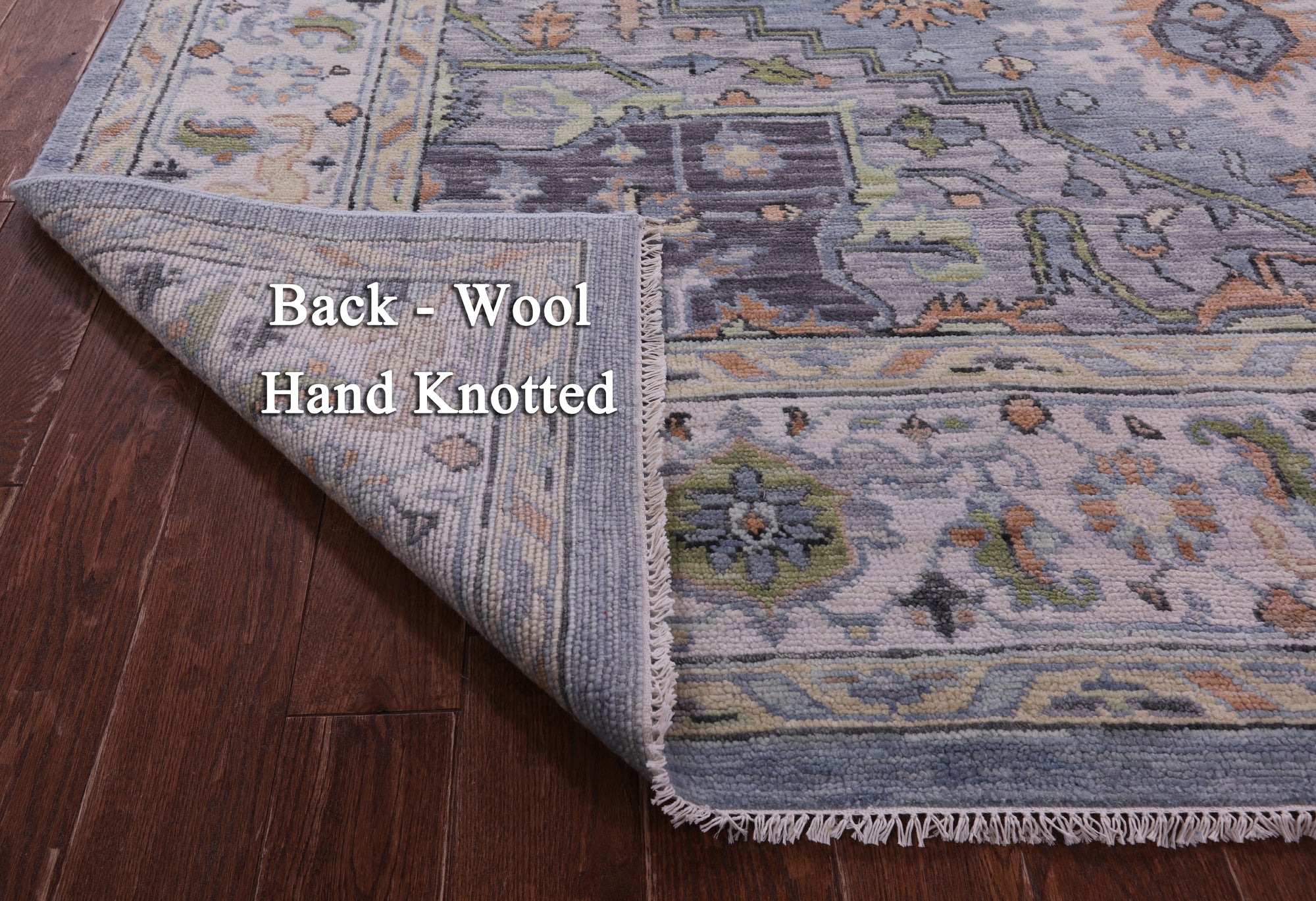 Grey Geometric Heriz Serapi Hand Knotted Wool Rug - 9' 2" X 12' 1" - Golden Nile