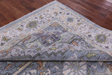 Grey Geometric Heriz Serapi Hand Knotted Wool Rug - 9' 2" X 12' 1" - Golden Nile