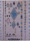 Ivory Tribal Moroccan Hand Knotted Wool Rug - 9' 1" X 12' 3" - Golden Nile