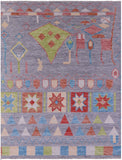 Grey Tribal Moroccan Hand Knotted Wool Rug - 8' 11" X 11' 11" - Golden Nile