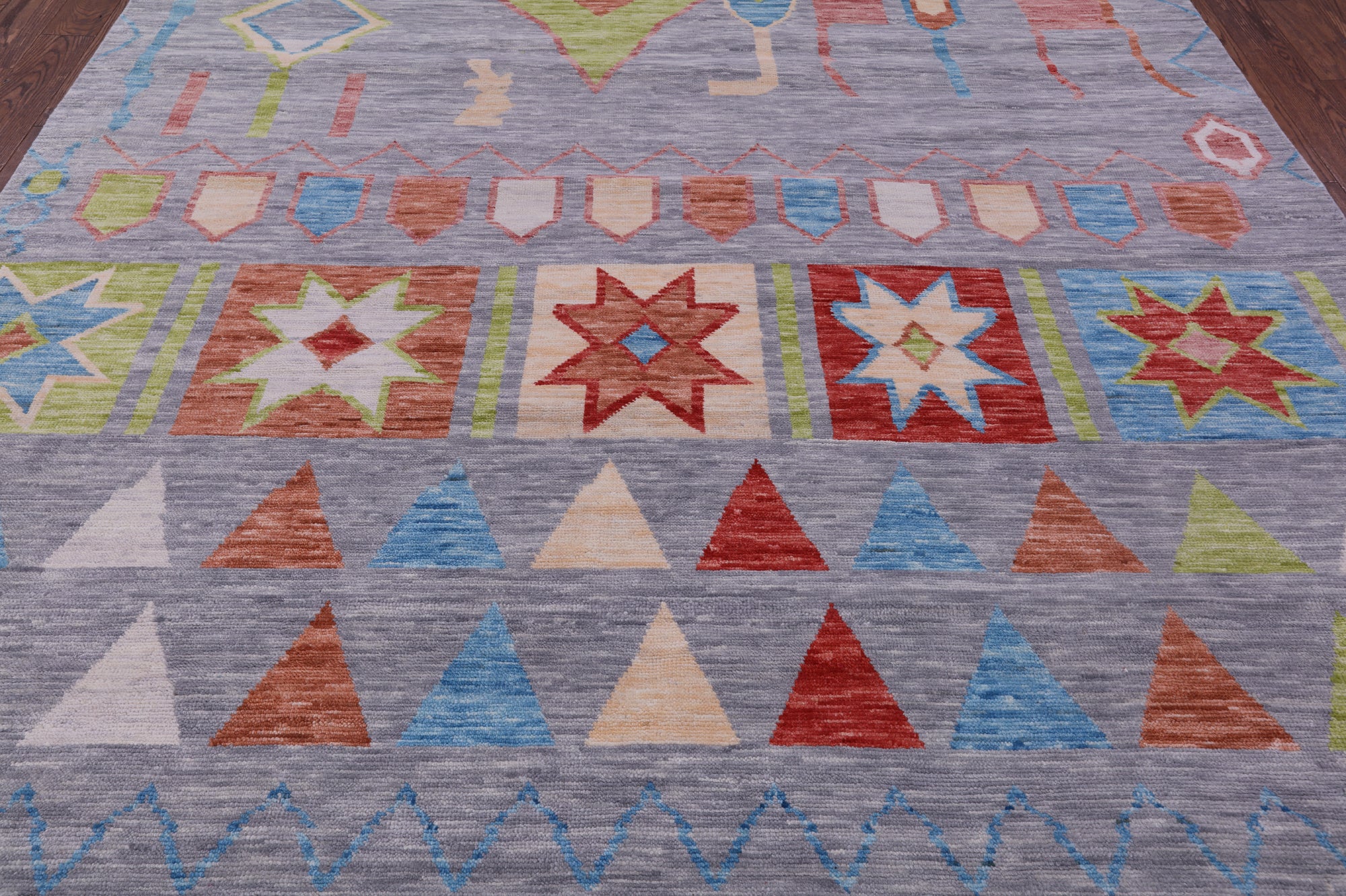 Grey Tribal Moroccan Hand Knotted Wool Rug - 8' 11" X 11' 11" - Golden Nile