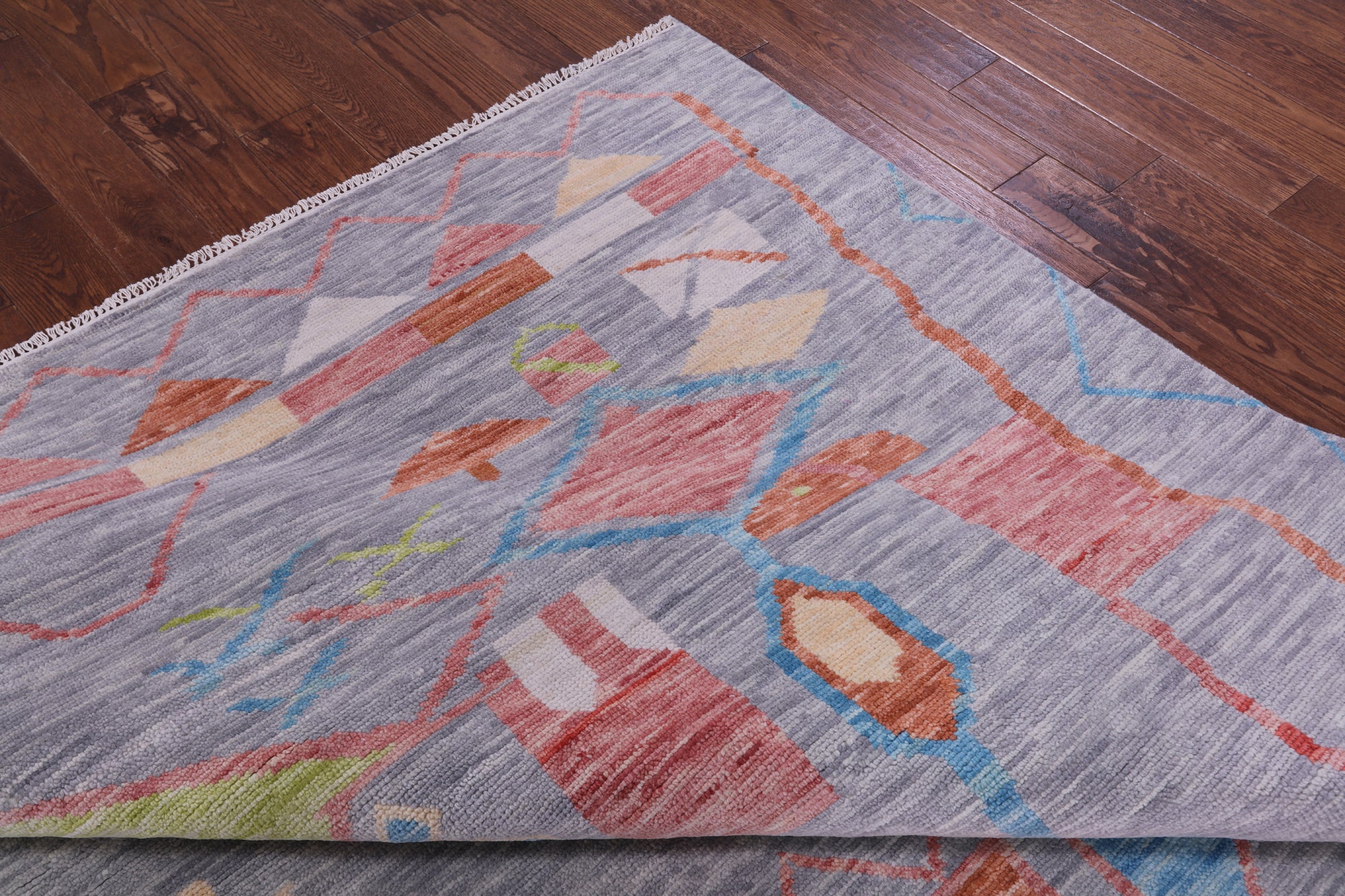 Grey Tribal Moroccan Hand Knotted Wool Rug - 8' 11" X 11' 11" - Golden Nile