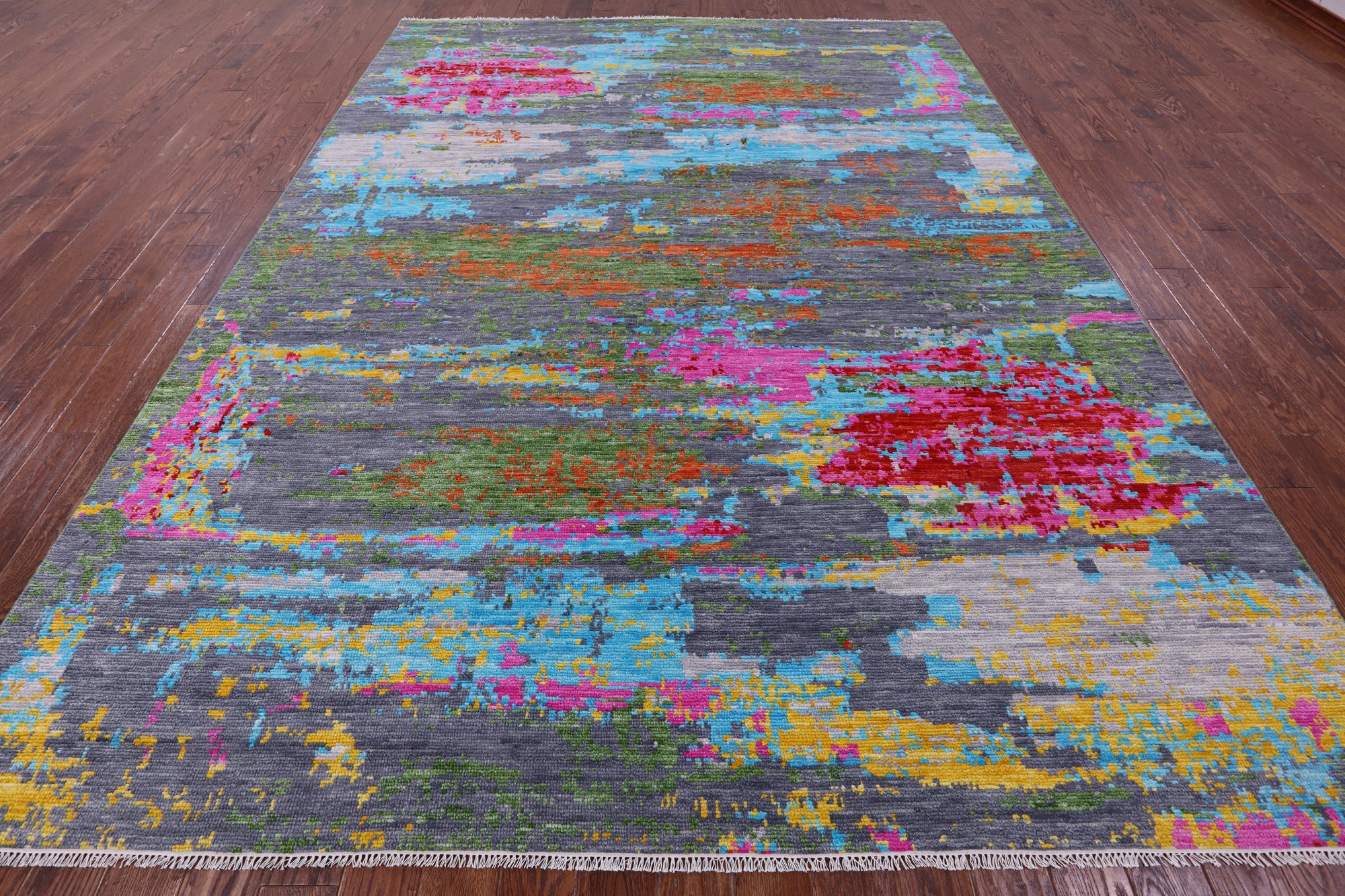 Abstract Contemporary Hand Knotted Wool Rug - 8' 11" X 11' 11" - Golden Nile