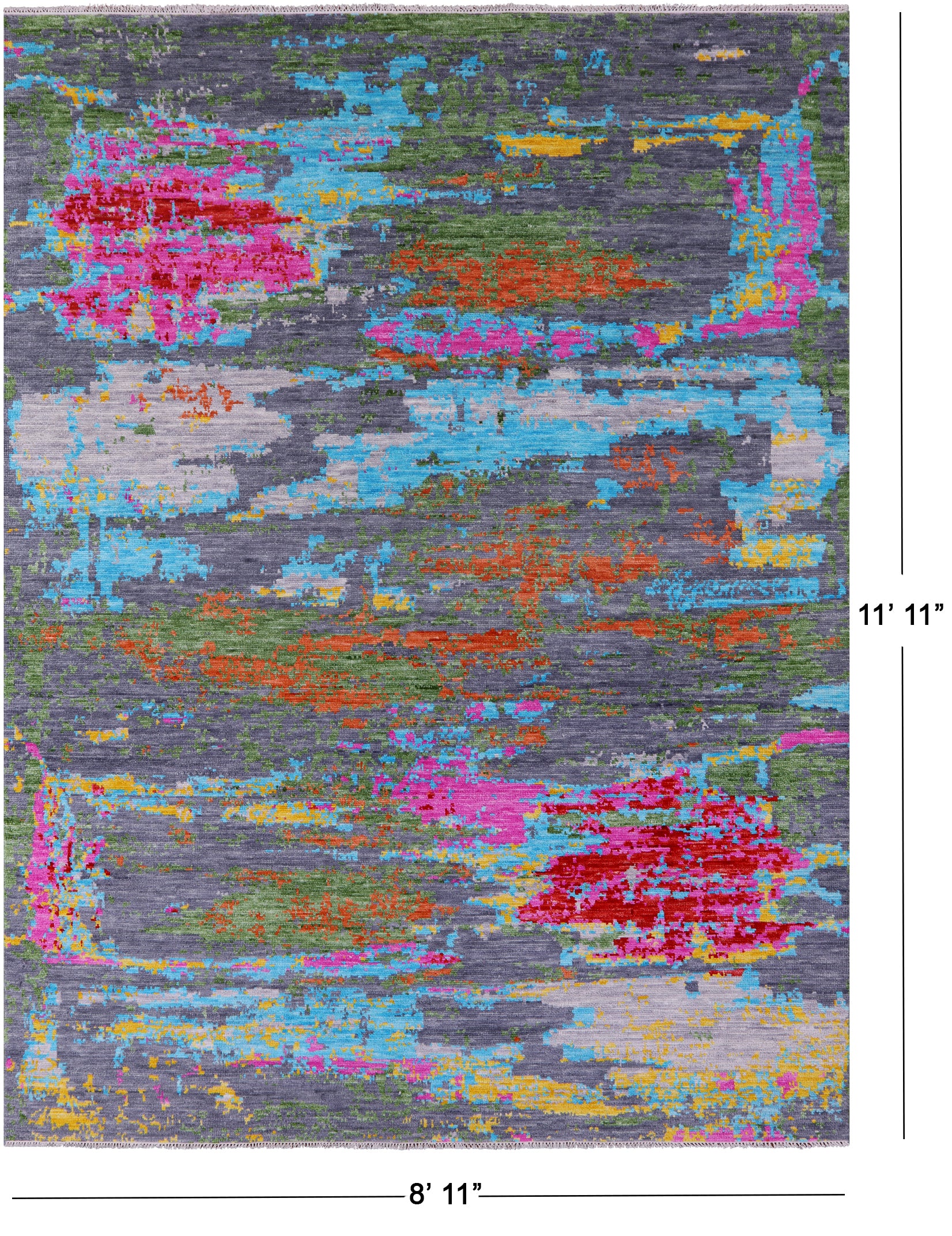 Abstract Contemporary Hand Knotted Wool Rug - 8' 11" X 11' 11" - Golden Nile