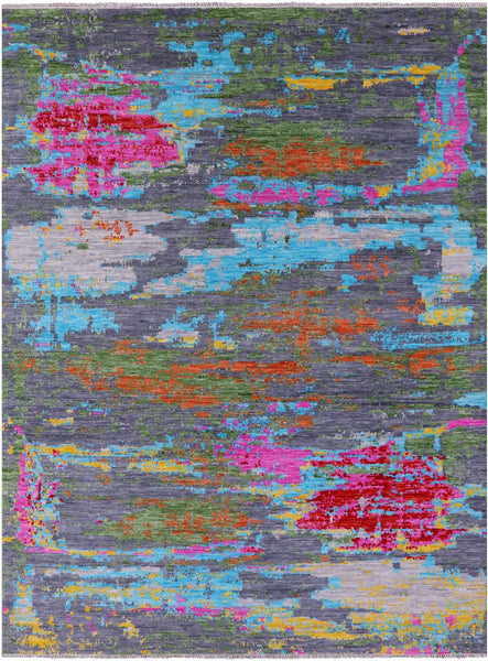 Abstract Contemporary Hand Knotted Wool Rug - 8' 11" X 11' 11" - Golden Nile