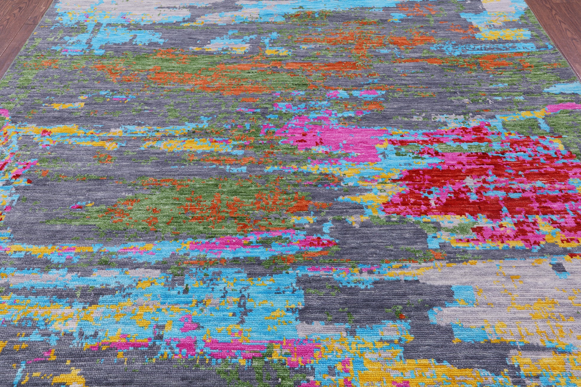 Abstract Contemporary Hand Knotted Wool Rug - 8' 11" X 11' 11" - Golden Nile
