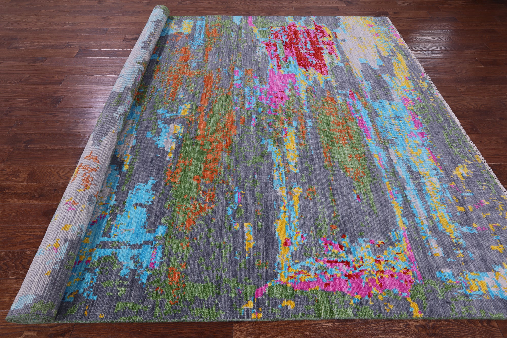 Abstract Contemporary Hand Knotted Wool Rug - 8' 11" X 11' 11" - Golden Nile