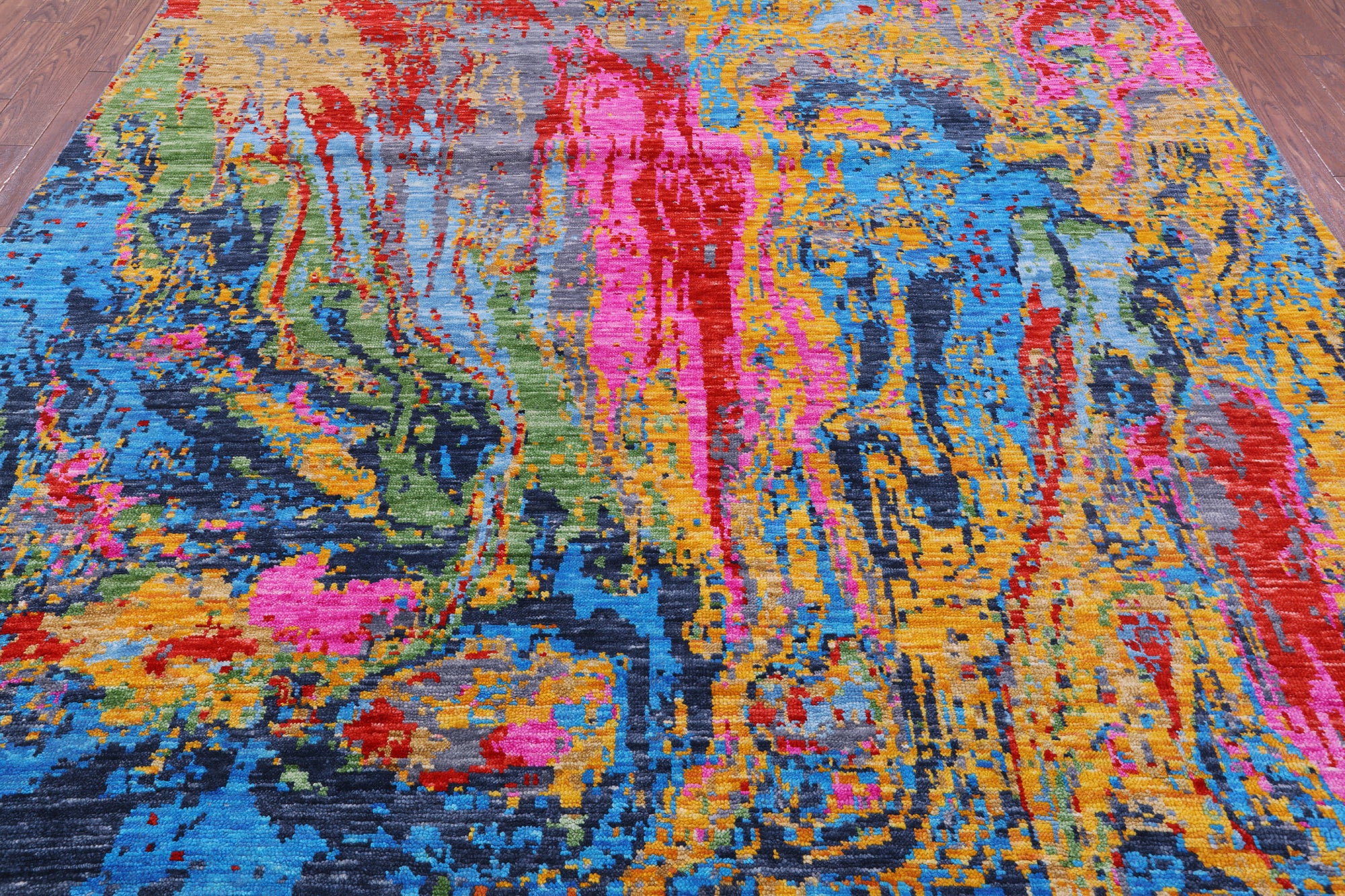 Abstract Contemporary Hand Knotted Wool Rug - 9' 1" X 11' 9" - Golden Nile