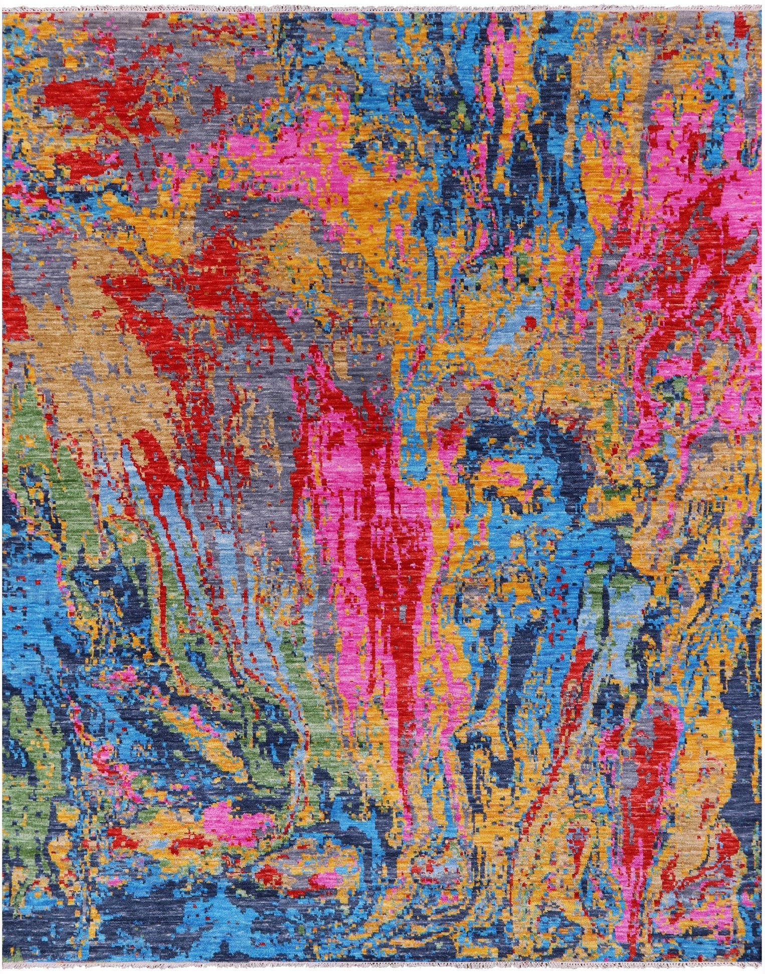 Abstract Contemporary Hand Knotted Wool Rug - 9' 1" X 11' 9" - Golden Nile