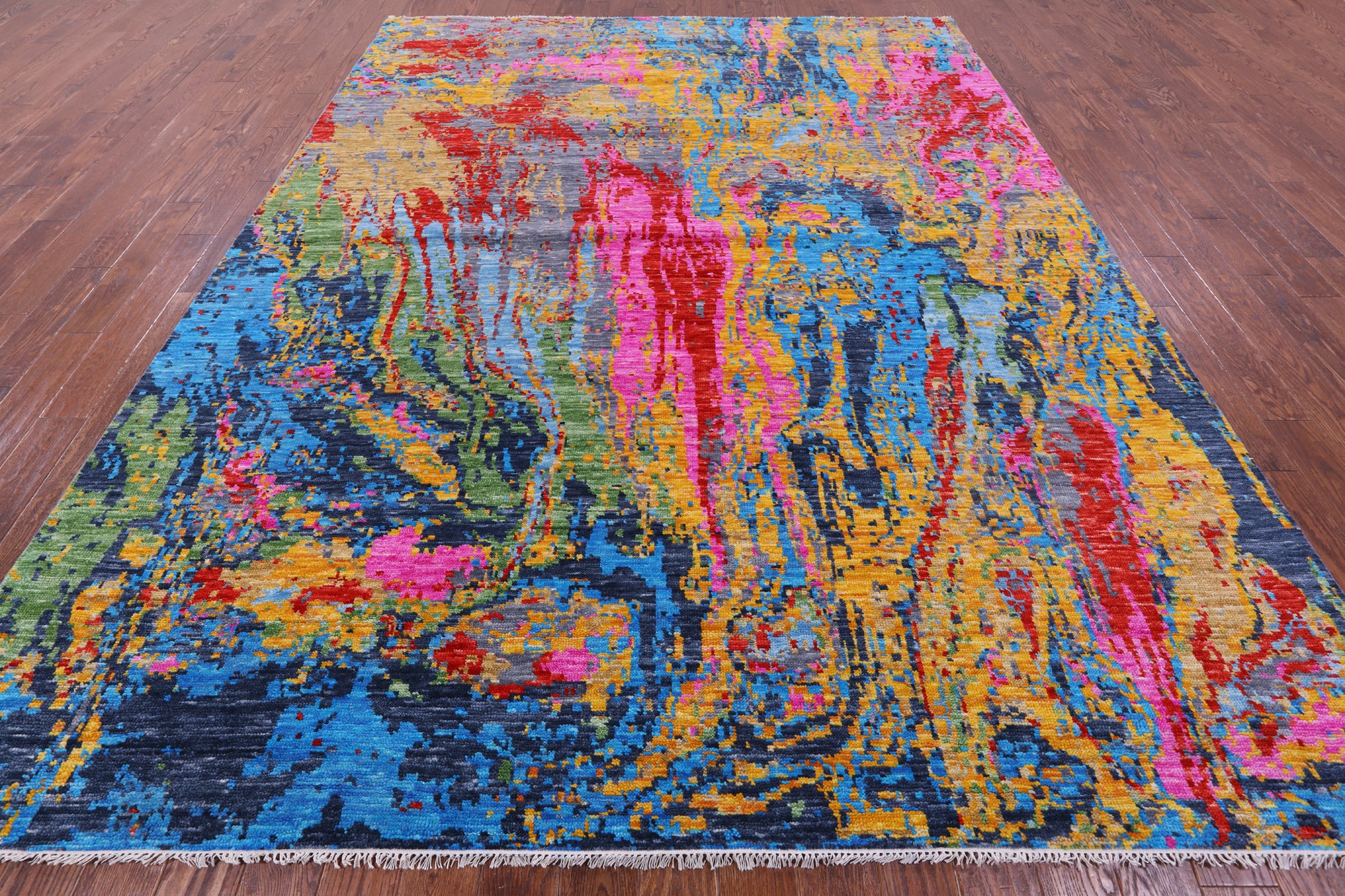 Abstract Contemporary Hand Knotted Wool Rug - 9' 1" X 11' 9" - Golden Nile