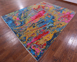 Abstract Contemporary Hand Knotted Wool Rug - 9' 1" X 11' 9" - Golden Nile