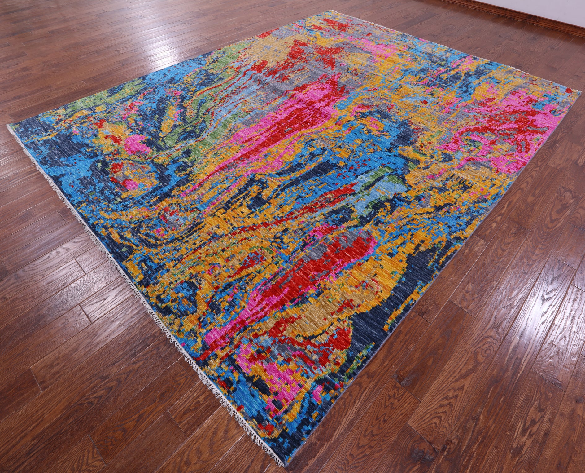 Abstract Contemporary Hand Knotted Wool Rug - 9' 1" X 11' 9" - Golden Nile