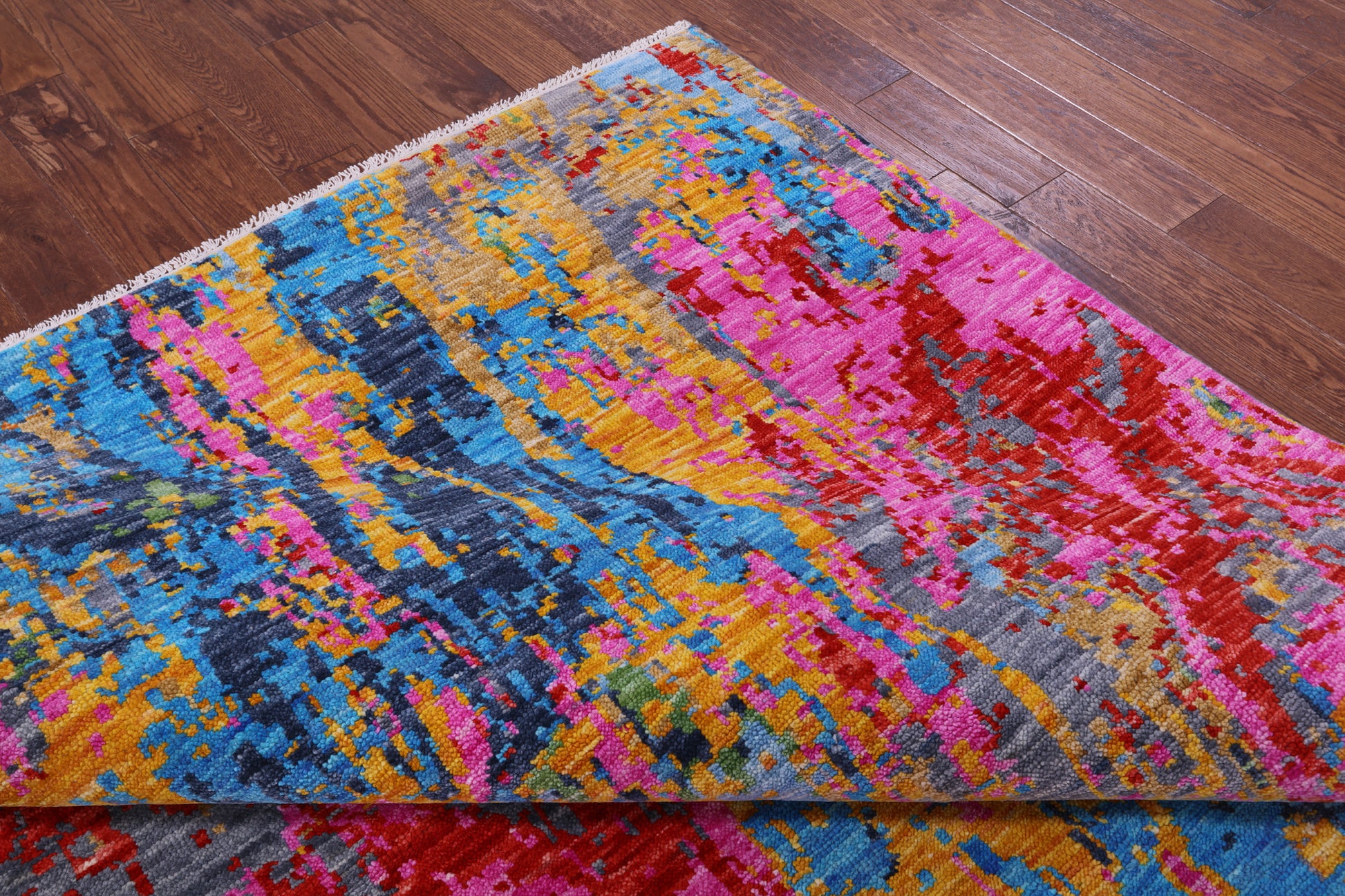 Abstract Contemporary Hand Knotted Wool Rug - 9' 1" X 11' 9" - Golden Nile