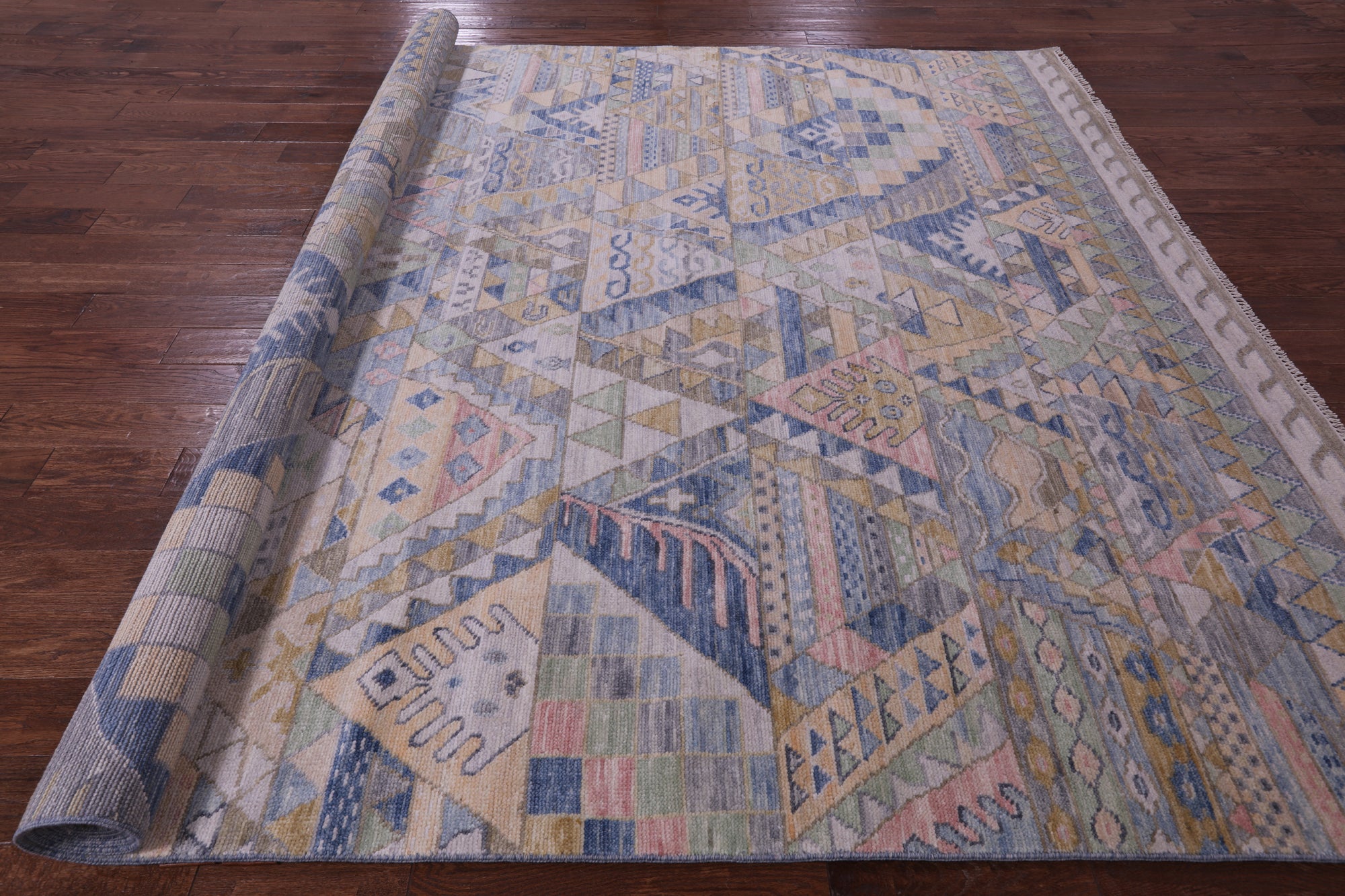 Tribal Moroccan Hand Knotted Wool Rug - 9' 2" X 12' 2" - Golden Nile