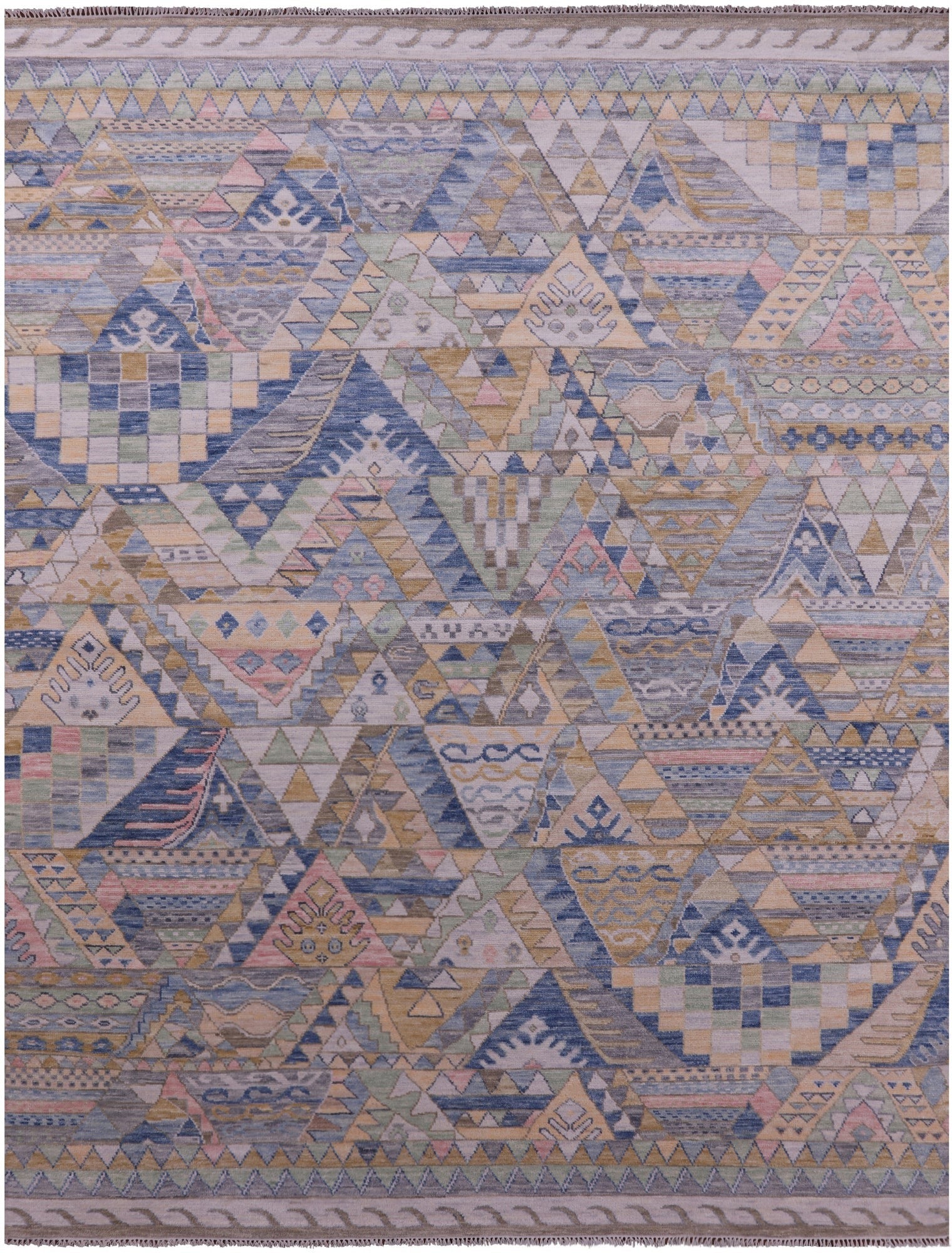 Tribal Moroccan Hand Knotted Wool Rug - 9' 2" X 12' 2" - Golden Nile