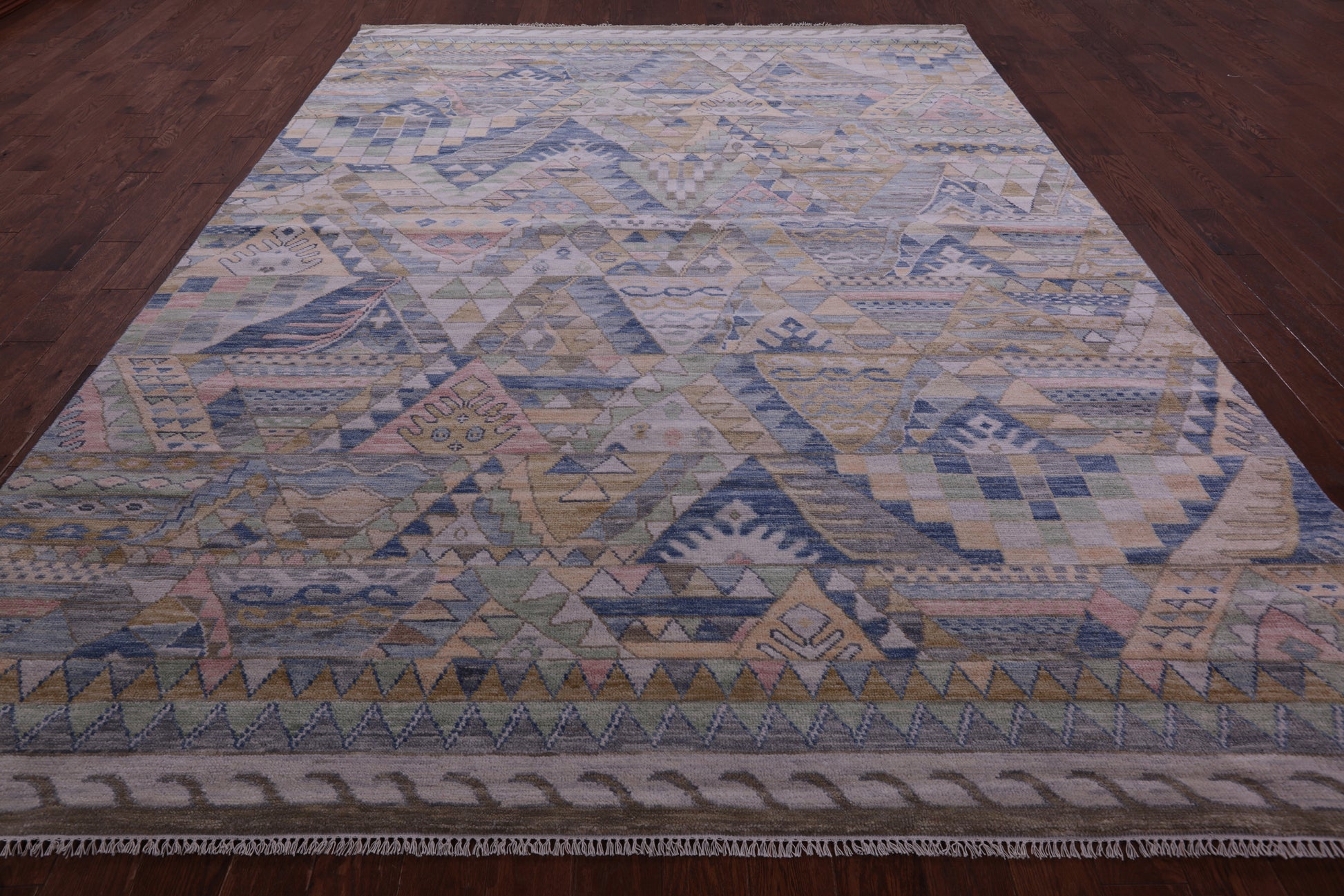 Tribal Moroccan Hand Knotted Wool Rug - 9' 2" X 12' 2" - Golden Nile