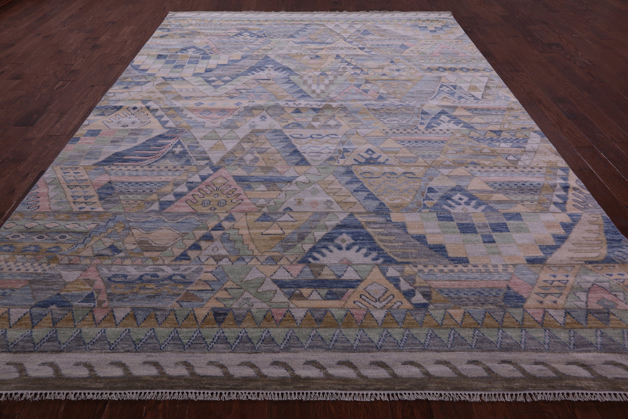 Tribal Moroccan Hand Knotted Wool Rug - 9' 2" X 12' 2" - Golden Nile