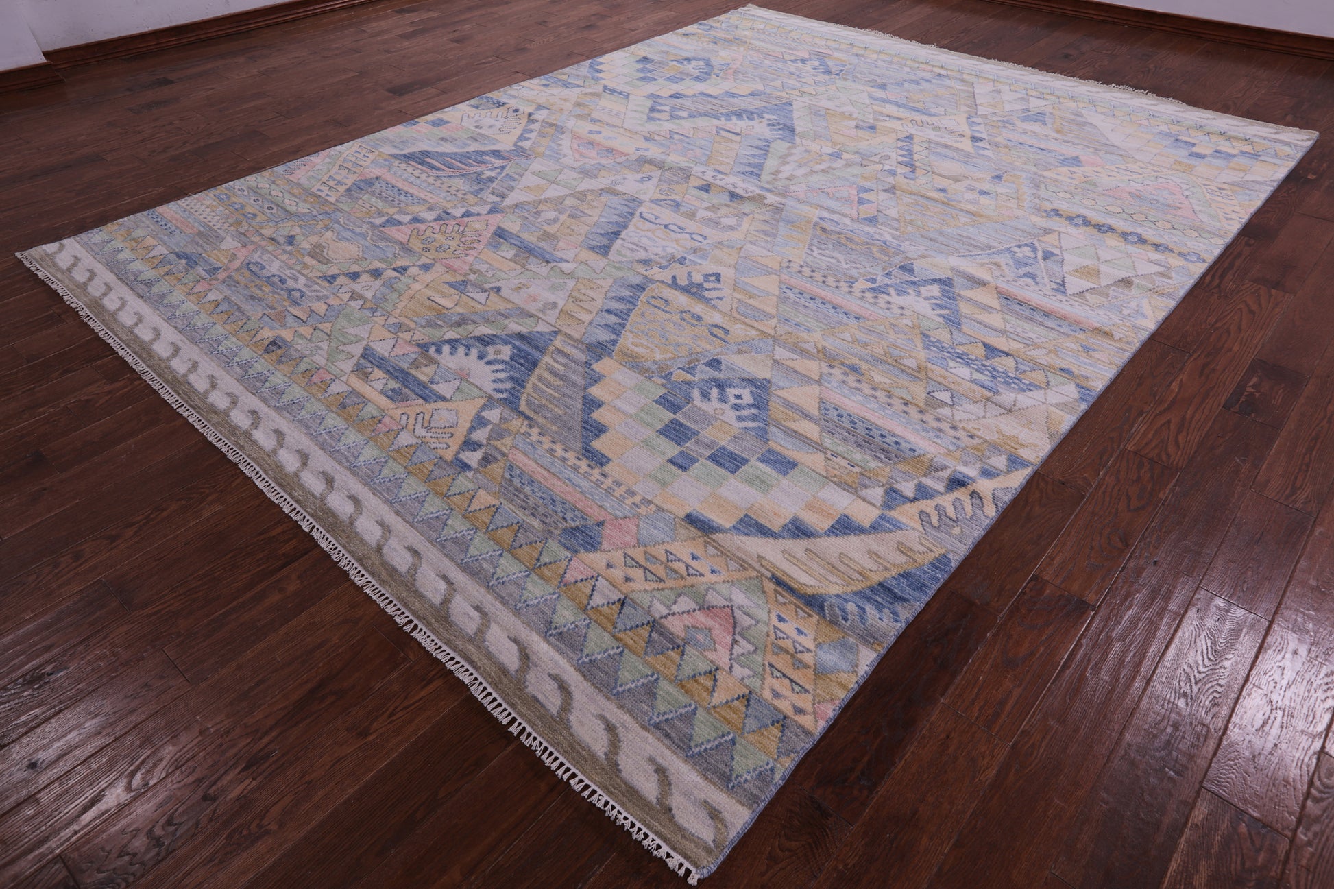 Tribal Moroccan Hand Knotted Wool Rug - 9' 2" X 12' 2" - Golden Nile