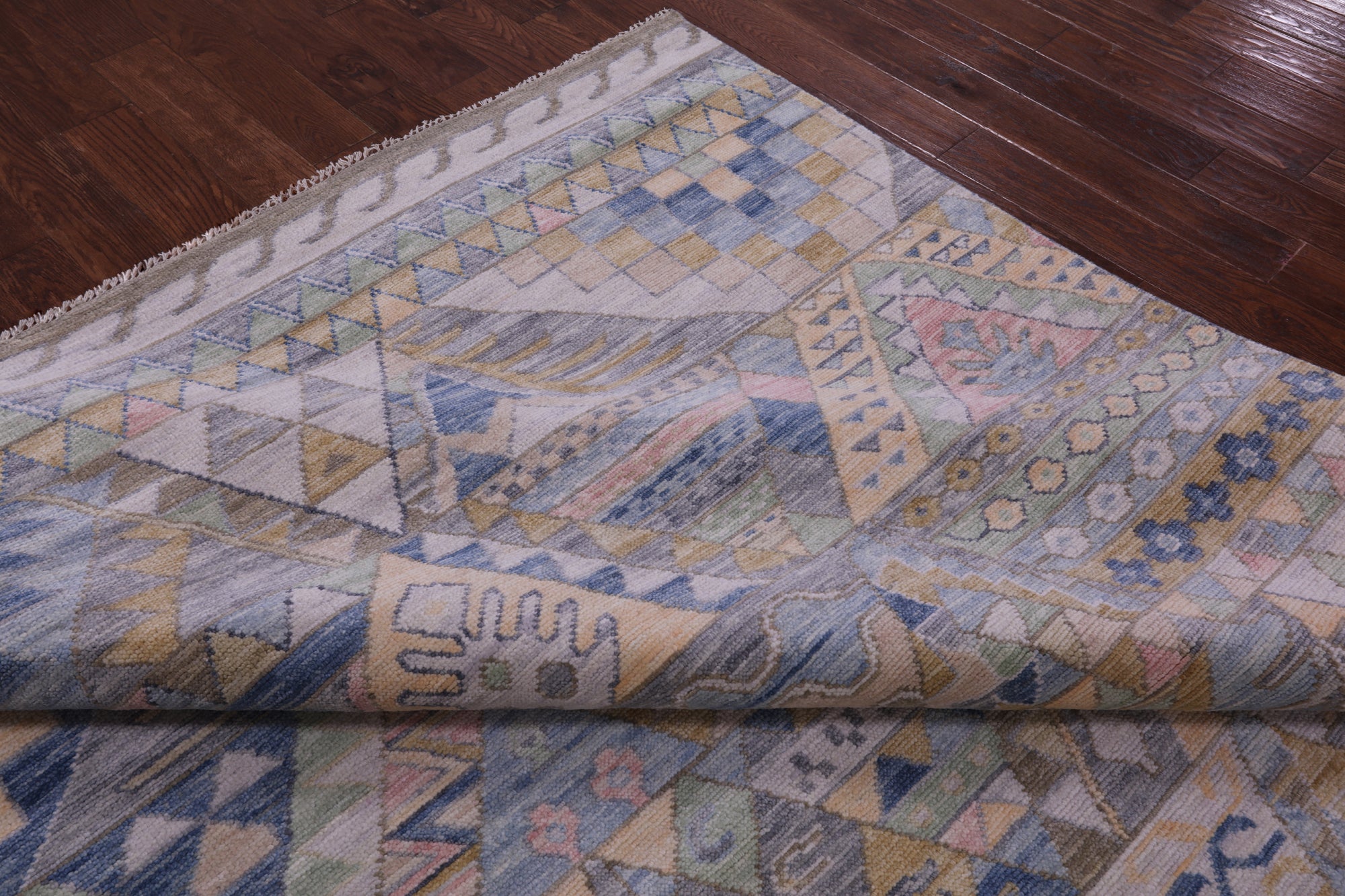 Tribal Moroccan Hand Knotted Wool Rug - 9' 2" X 12' 2" - Golden Nile