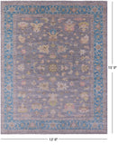 Grey Persian Fine Serapi Hand Knotted Wool Rug - 12' 0" X 15' 0" - Golden Nile