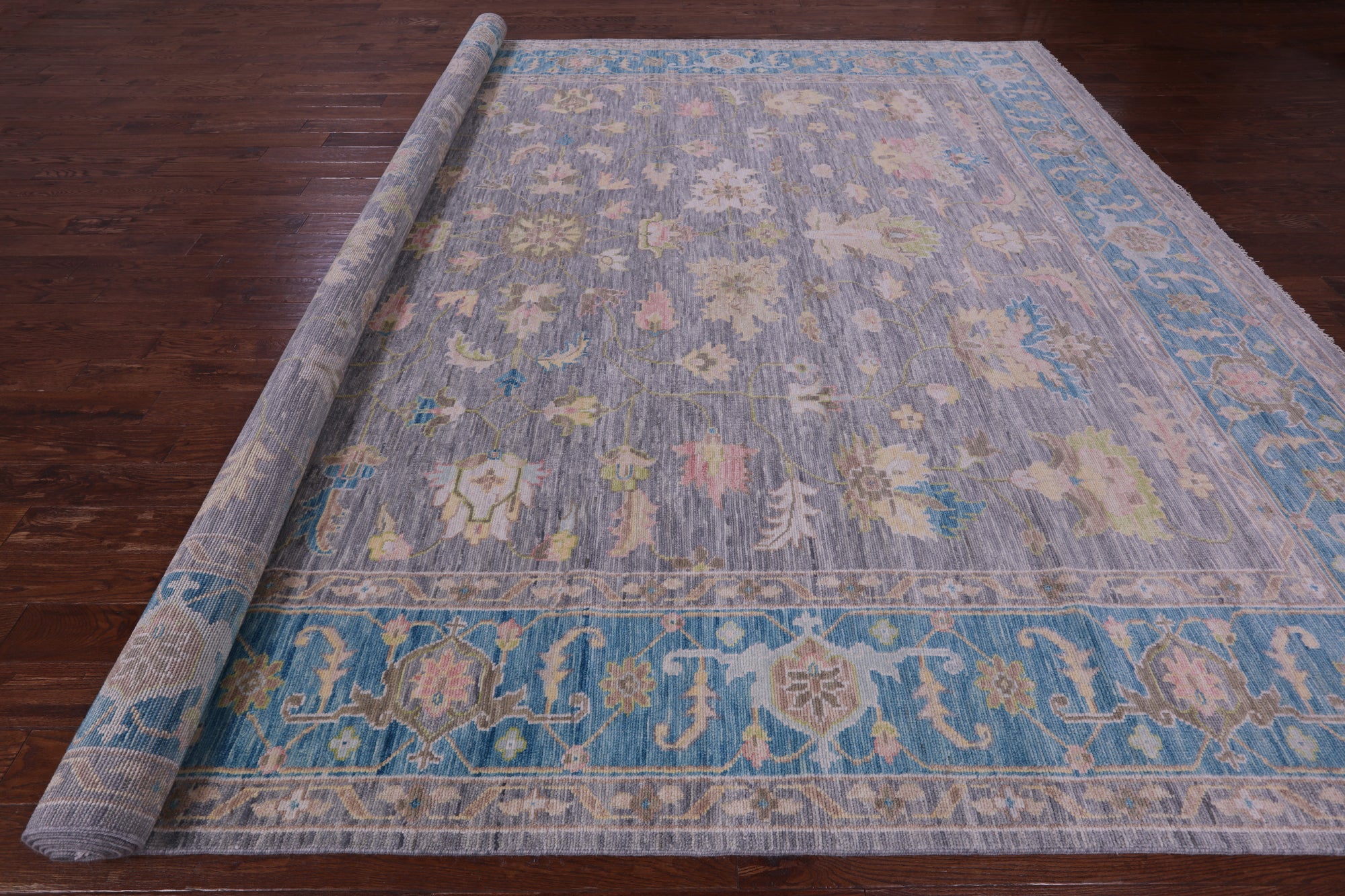 Grey Persian Fine Serapi Hand Knotted Wool Rug - 12' 0" X 15' 0" - Golden Nile