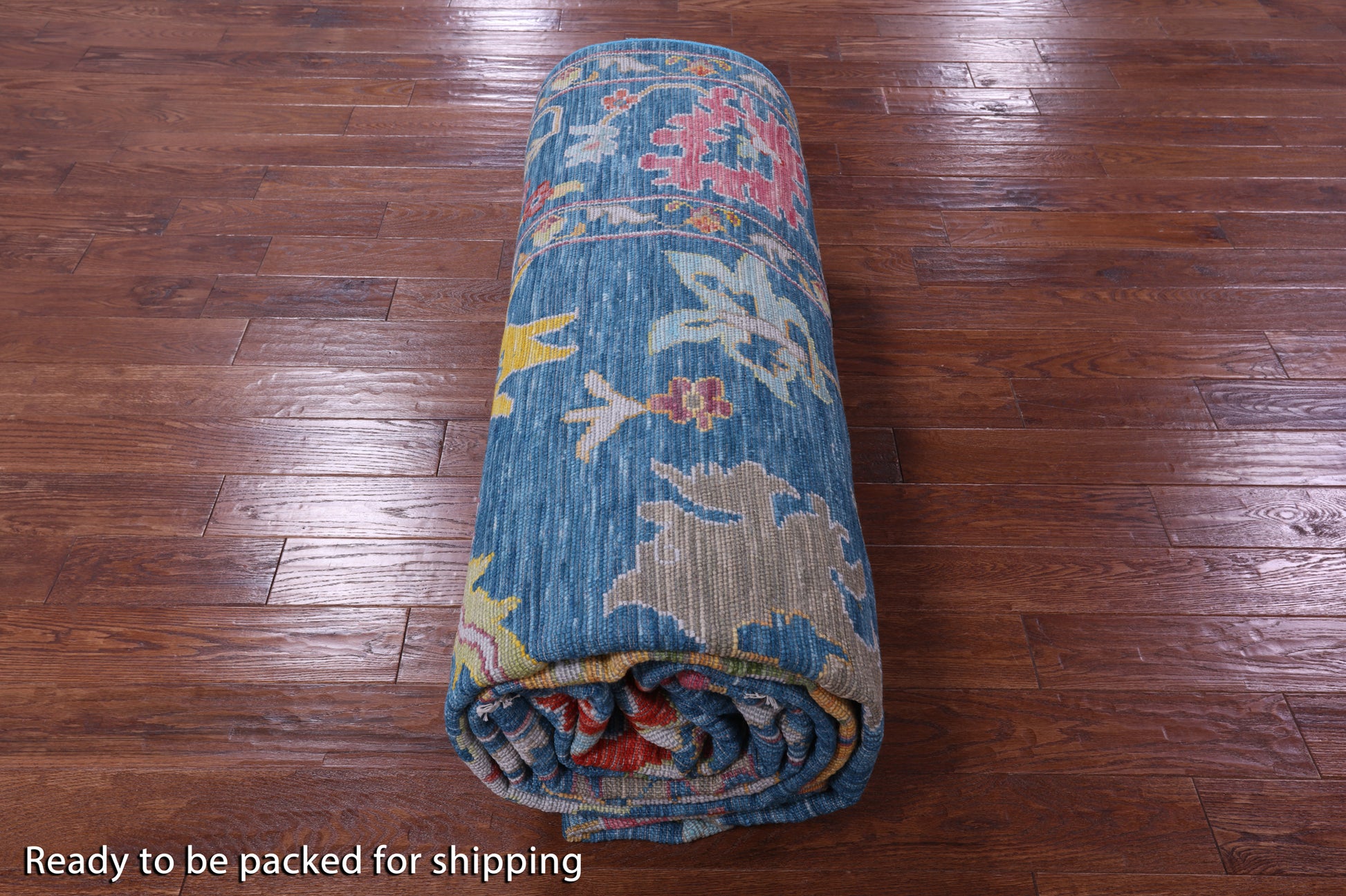 Blue Turkish Oushak Hand Knotted Wool Rug - 12' 3" X 17' 11" - Golden Nile