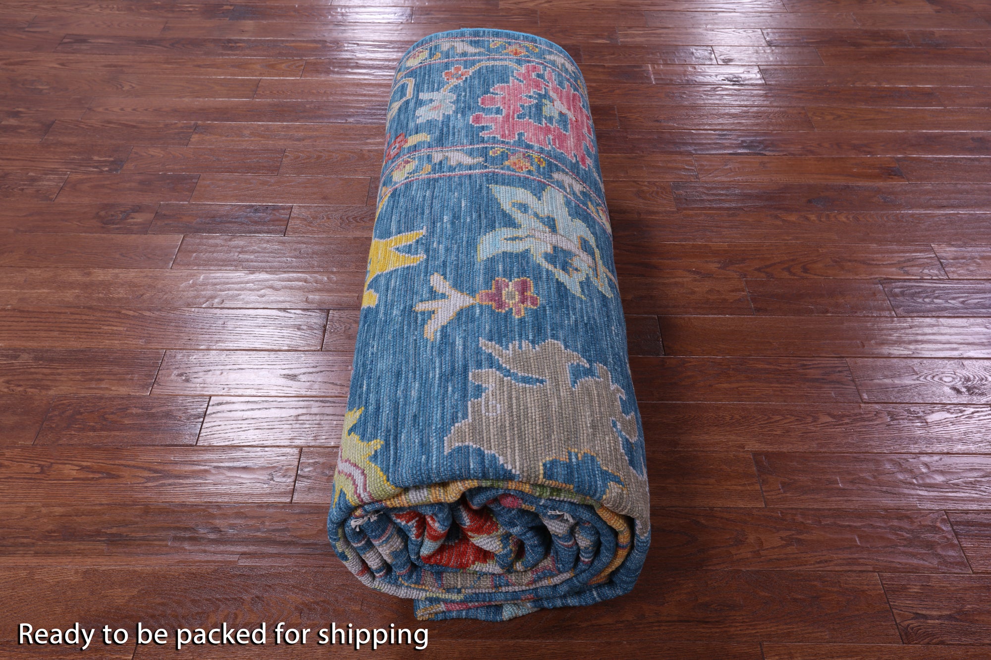 Blue Turkish Oushak Hand Knotted Wool Rug - 12' 3" X 17' 11" - Golden Nile