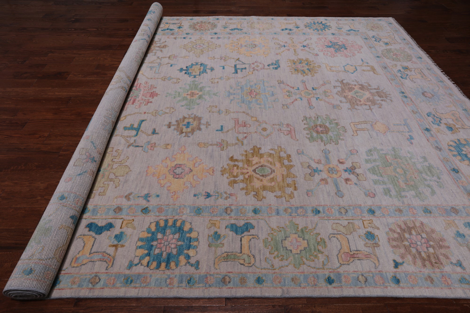 SUPER SALE Ivory Turkish Oushak Hand Knotted Wool Rug - 10' 0" X 13' 11"