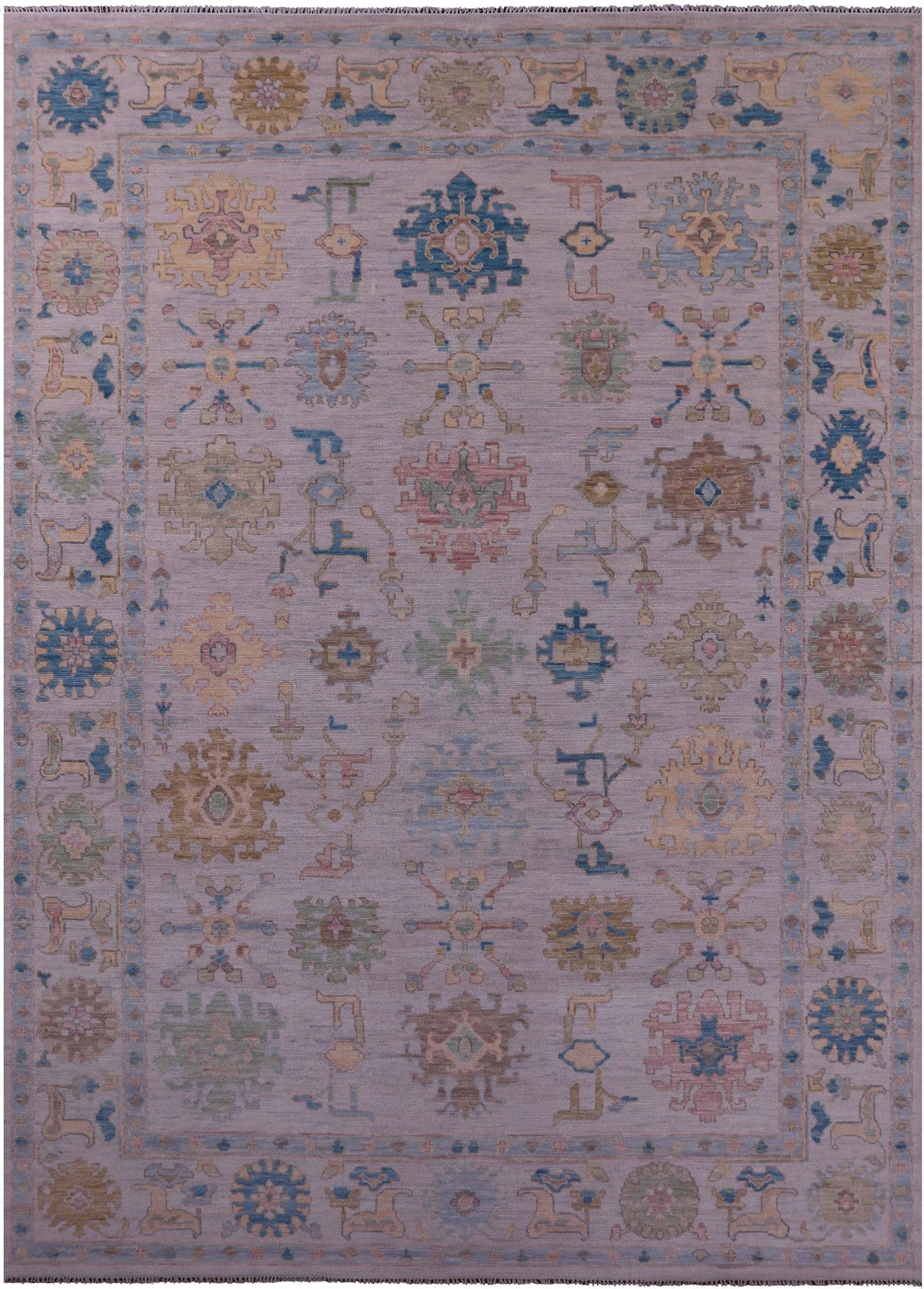 Ivory Turkish Oushak Hand Knotted Wool Rug - 10' 0" X 13' 11" - Golden Nile