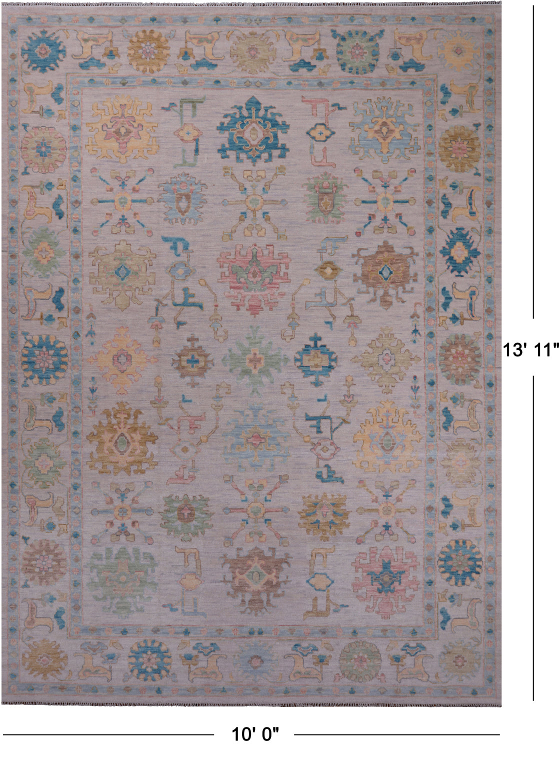 SUPER SALE Ivory Turkish Oushak Hand Knotted Wool Rug - 10' 0" X 13' 11"