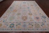 SUPER SALE Ivory Turkish Oushak Hand Knotted Wool Rug - 10' 0" X 13' 11"