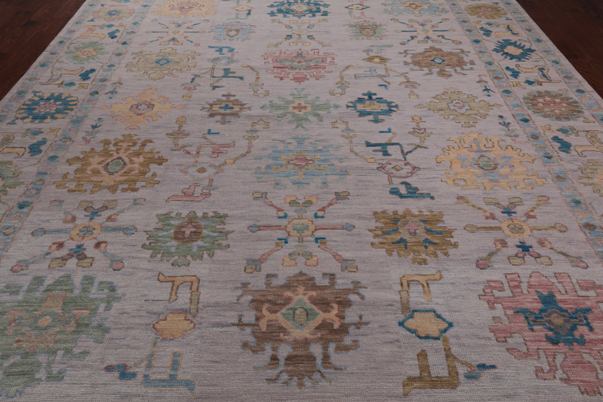 SUPER SALE Ivory Turkish Oushak Hand Knotted Wool Rug - 10' 0" X 13' 11"