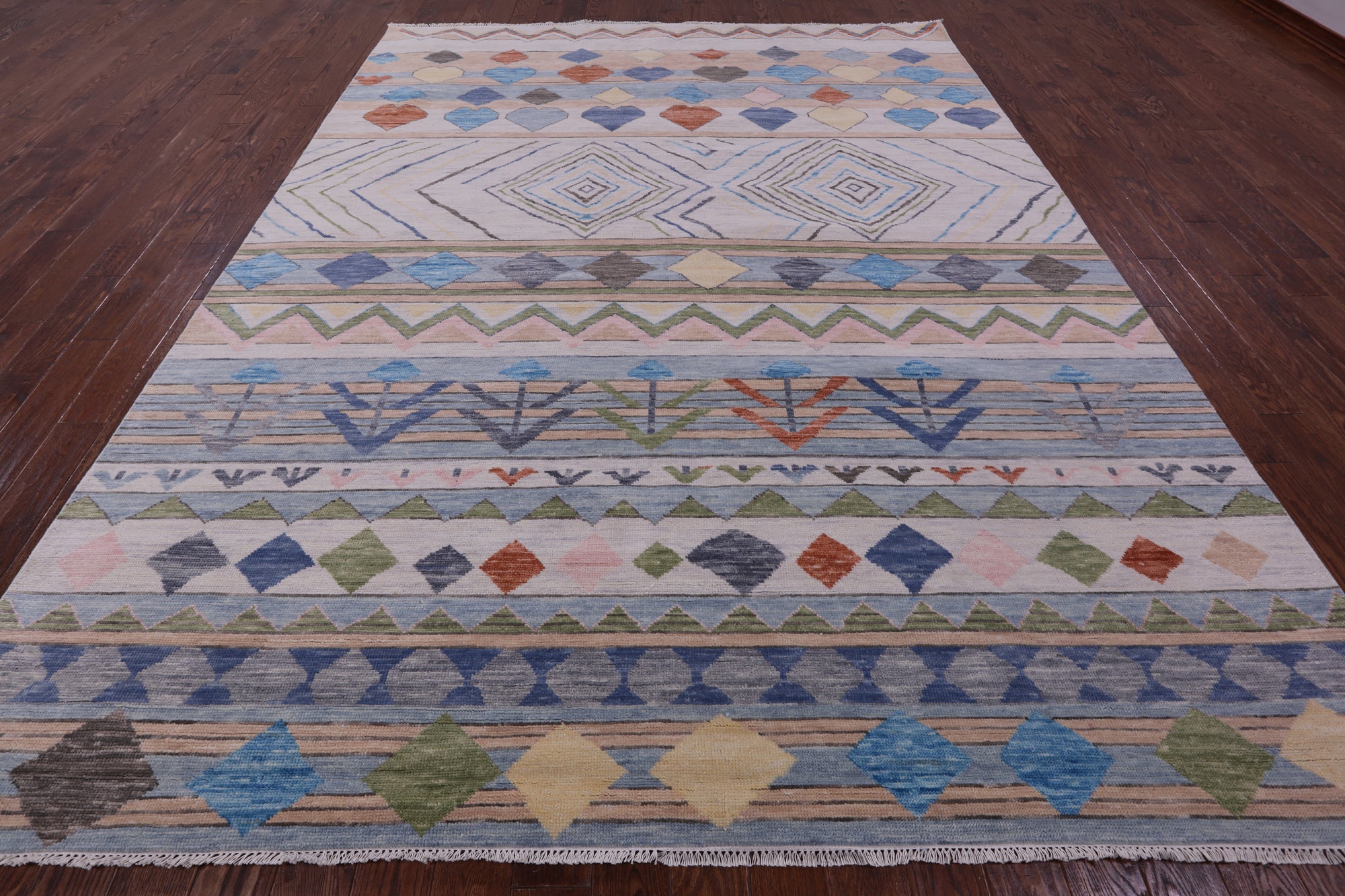 Tribal Moroccan Hand Knotted Wool Rug - 9' 2" X 12' 2" - Golden Nile