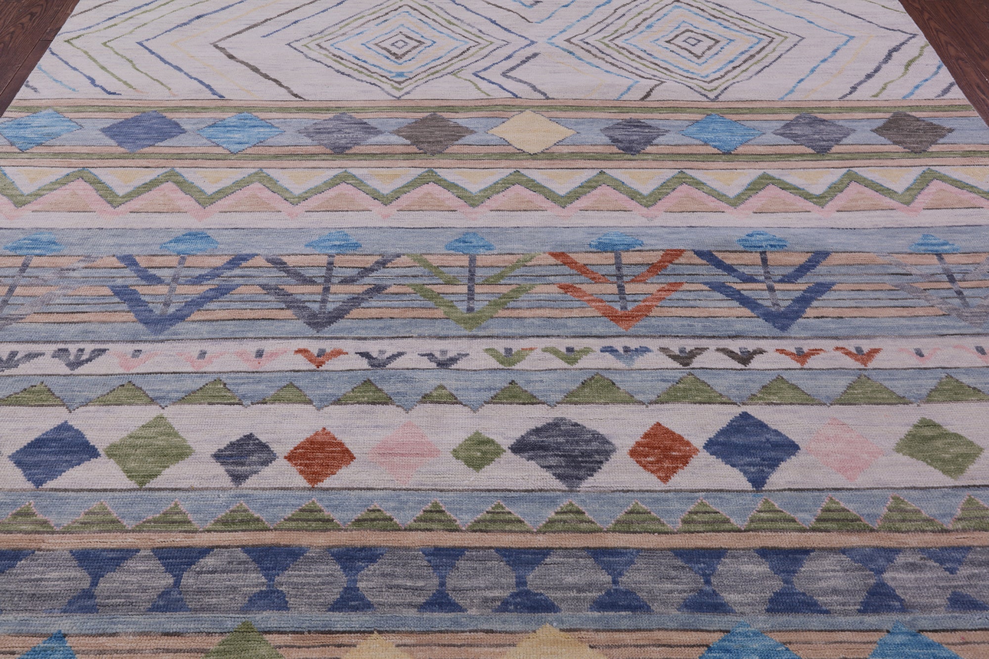 Tribal Moroccan Hand Knotted Wool Rug - 9' 2" X 12' 2" - Golden Nile